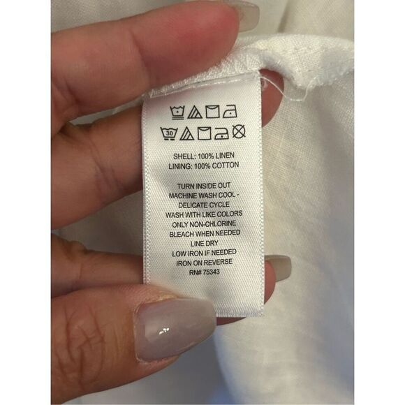 NEW Nicole Miller 100% Linen A-line Dress XL Nautical Natural Fiber Minimalist V - Picture 5 of 7